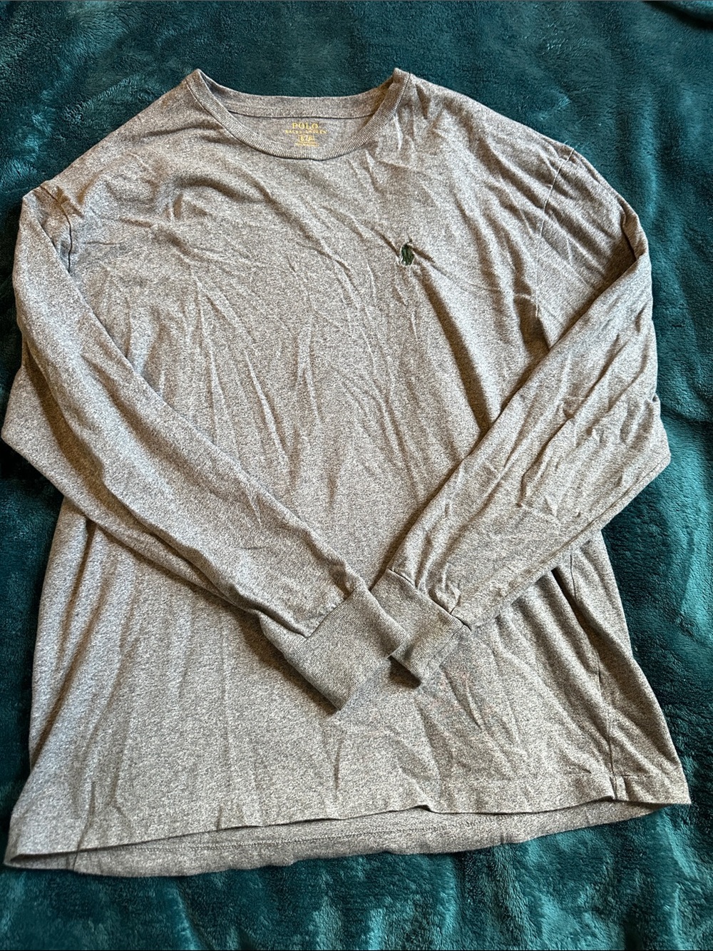 Polo by Ralph Lauren Heathered Gray Long Sleeve Tee with Embroidered Pony